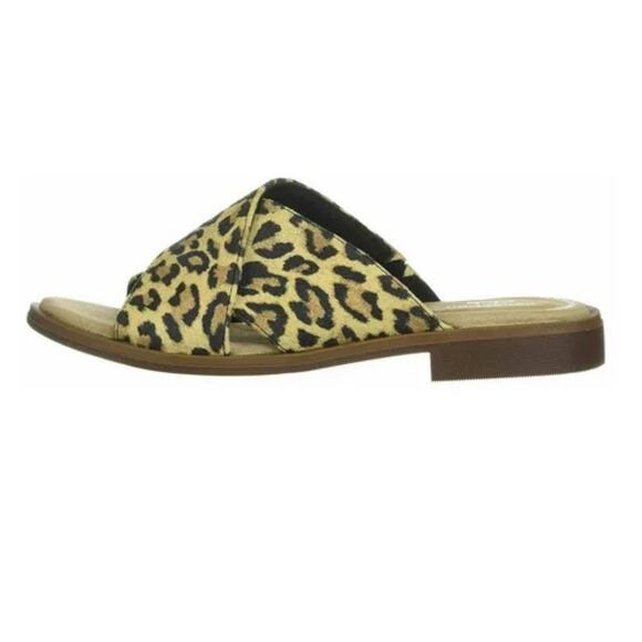 NEW Clarks Declan Flo Women's Slide Sandals Tan Nubuck Leopard Animal 7.5 7 1/2 - Picture 4 of 14